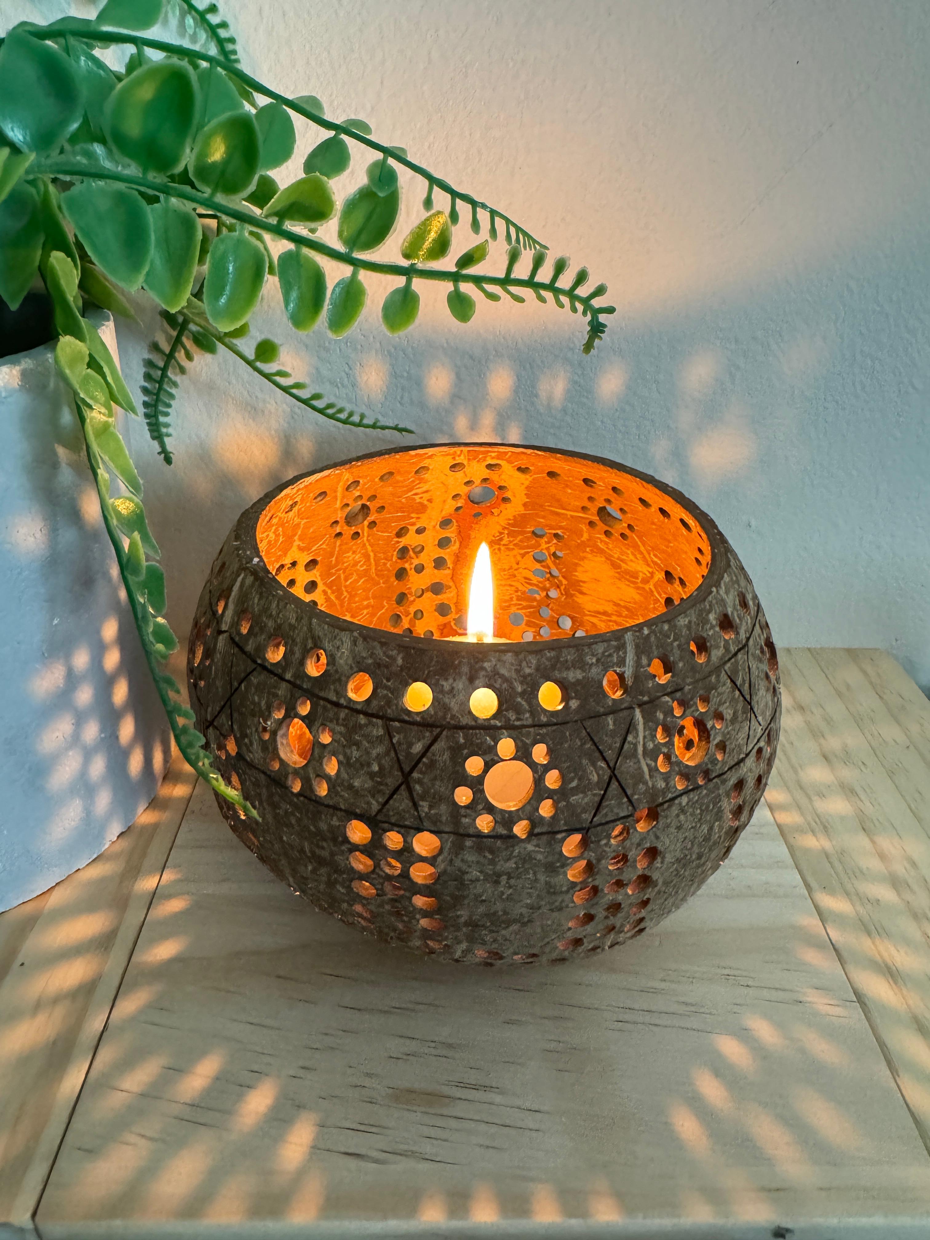 Candle lantern, It's made with Coconut shell with U design